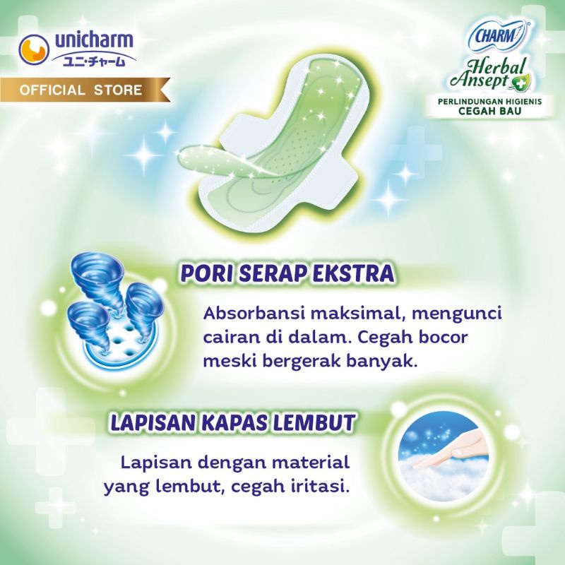 Charm Pembalut Herbal Ansept+