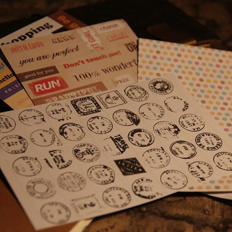 

Shishimi stiker motif tulisan vintage kraft untuk dekorasi diy