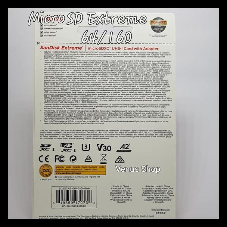 Sandisk Extreme Microsd 64Gb 100Mb/S -Microsd Extreme 64 Gb 100 Mbps Terlaris