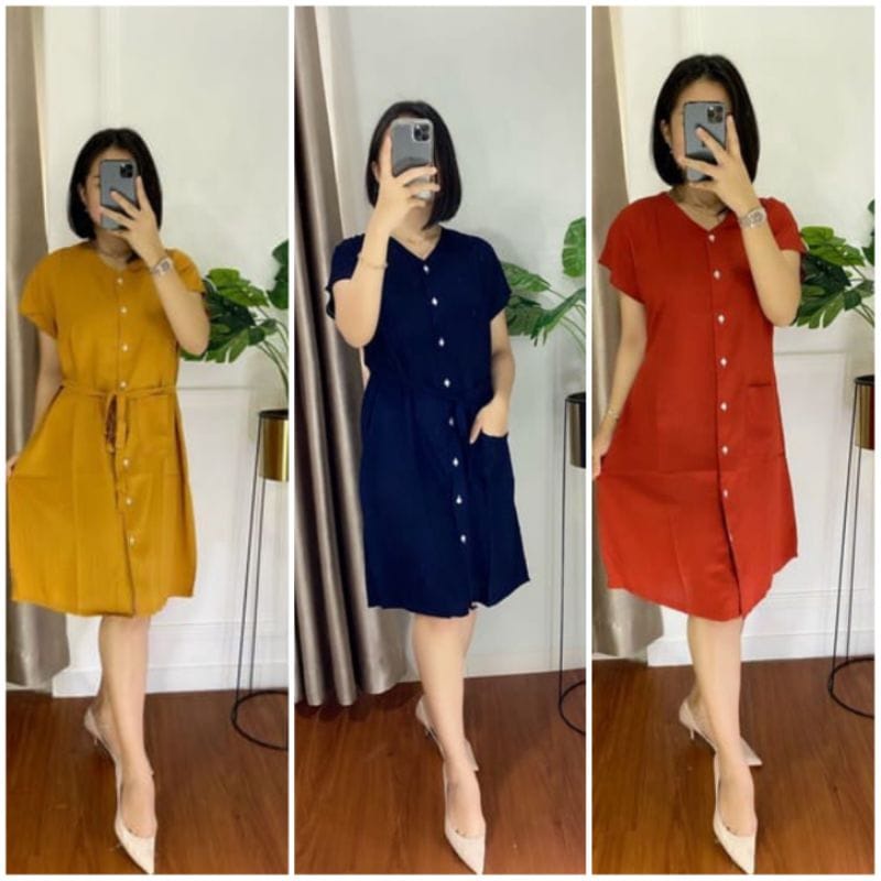 DASTER POLOS FULL KANCING DRESS POLOS KANCING DEPAN BAHAN KATUN RAYON DASTER KEKINIAN TERBARU DRESS 