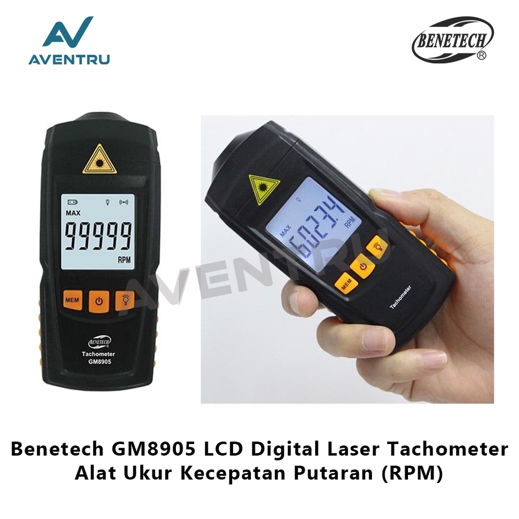 Tachometer Benetech GM8905 Ukur Putaran Laser RPM Meter Digital Tester