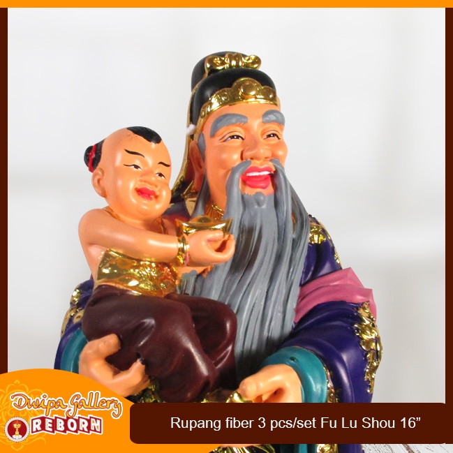 Patung Rupang Fu Lu Sho Fiber Ukuran 16&quot; (1set)