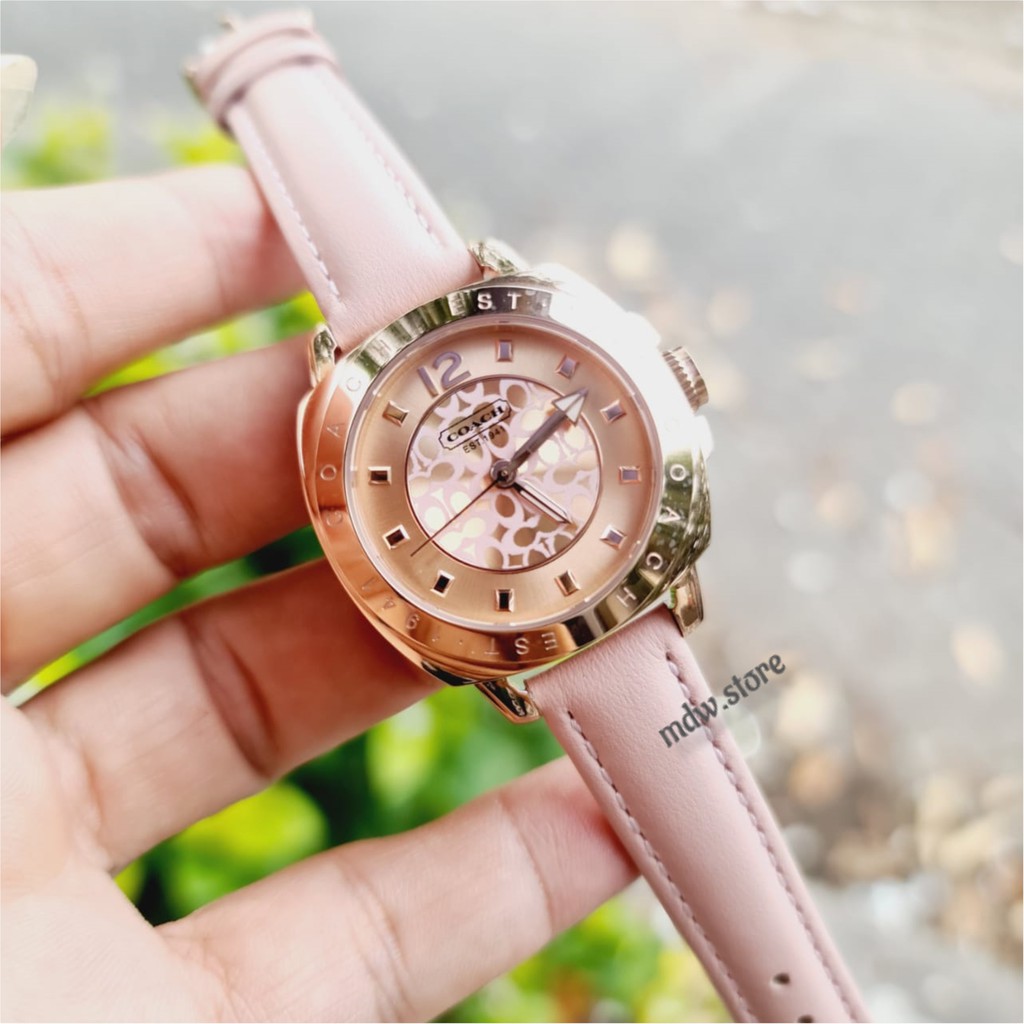 Coach Original Leather Pink Body Full Rosegold Jam Tangan Wanita