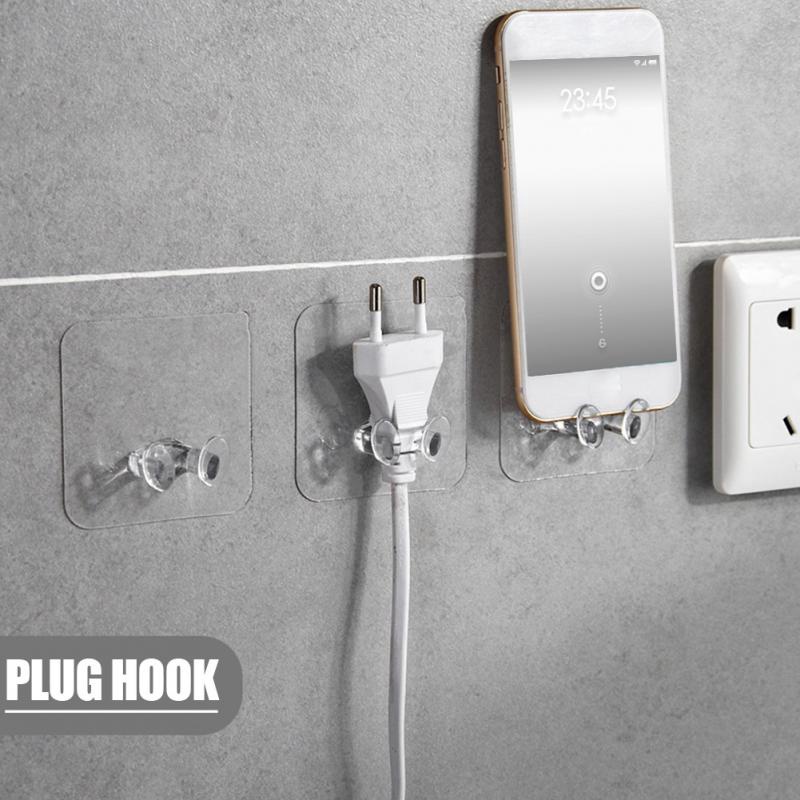 Hot Sale /1 /4 /5Pcs Kait Kabel Colokan Perekat Kuat Multi-Fungsi// Holder Colokan Dinding Plug Bracket Socket Rak Penyimpanan/Colokan Kawat Dapur Plug Hanging Hook Organizers