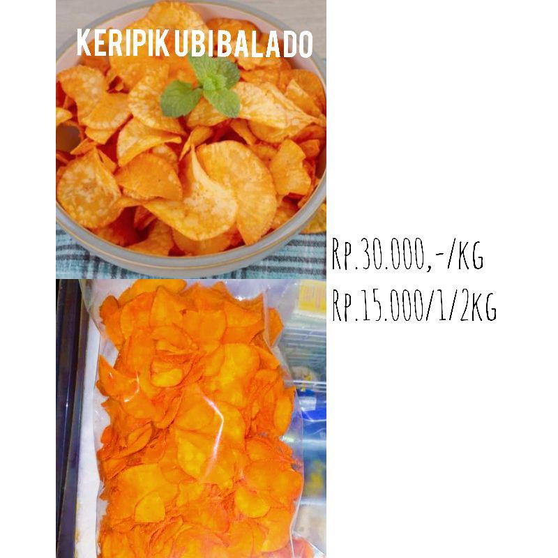 

KERIPIK UBI SINGKONG RASA BALADO,JAGUNG MANIS, ORIGINAL