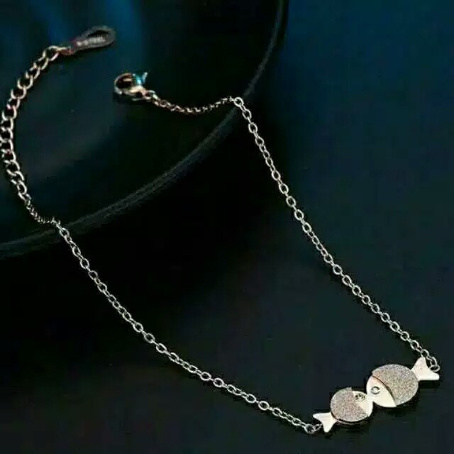 GG Gelang Kaki Ikan Kembar Titanium Lapis Emas 18k#KL-110