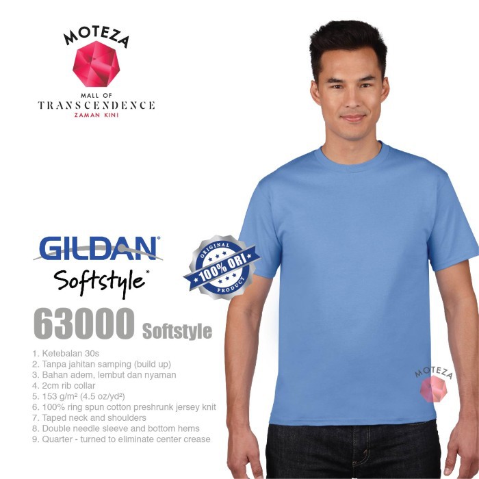 Moteza Kaos Polos Combed 30s Original - GILDAN Softstyle 63000 - WARNA (Cool)