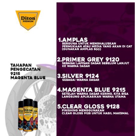 Pilox Diton Premium Magenta Blue 9215 Ungu Metalik Metallic Cat Pilok Pylox 400ml Tahan Bensin