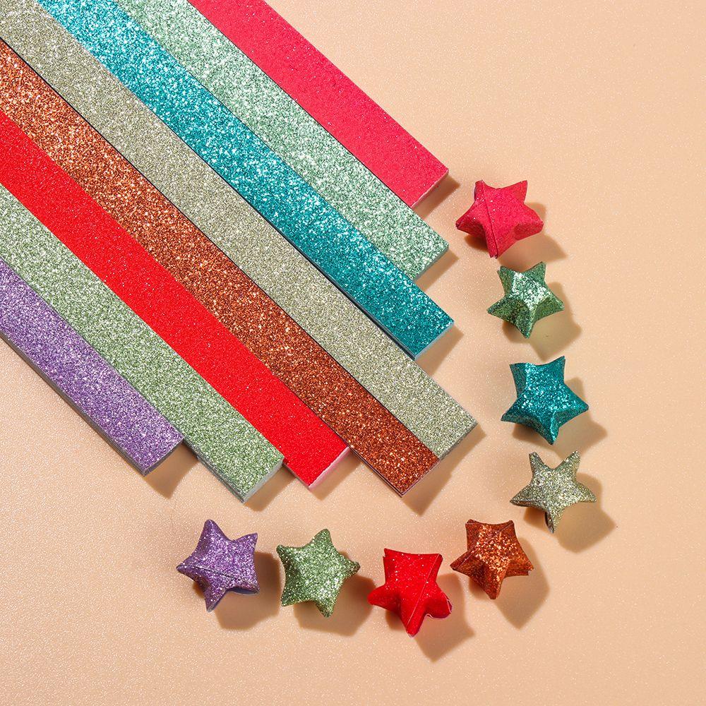 TOP Paper Strips Pressure Relief Anak-Anak DIY Kerajinan Harapan Terbaik Dengan Bubuk Emas Flash Diamond Origami