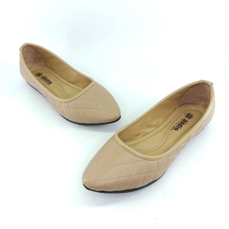 Sepatu Flatshoes Wanita Flat Shoes kerja Sol Karet An05