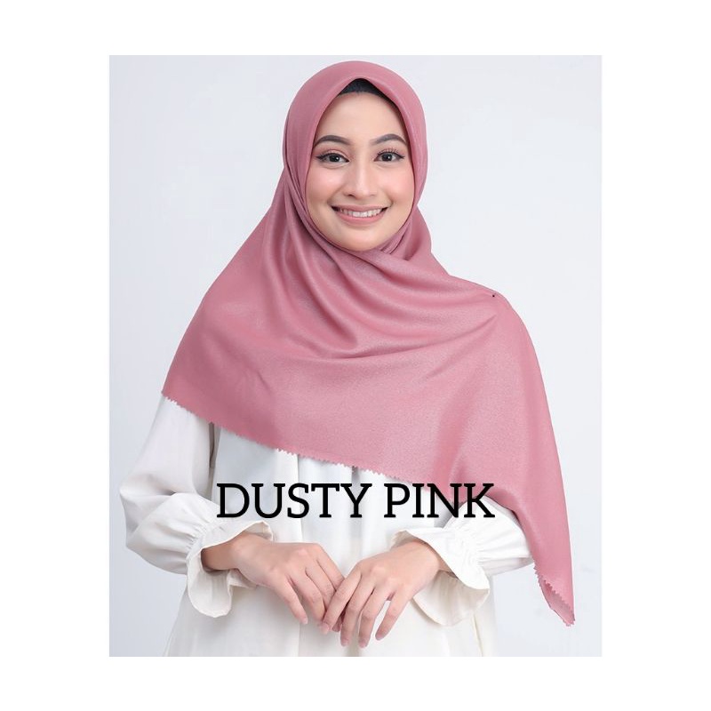 LUXURY PLAIN LC BY UAMAMA SCARF TEPI LACER CUT HIJAB/KERUDUNG GLOWING PESTA MEWAH SEGI EMPATi-DUSTY PINK