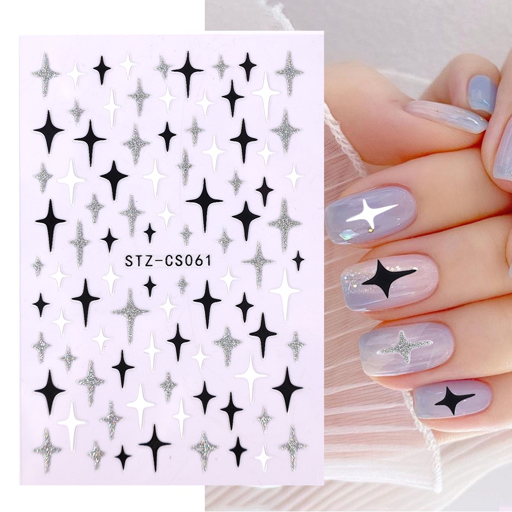 1pc Stiker Kuku Motif Geometri / Daun / Bunga Holografik Untuk Nail Art