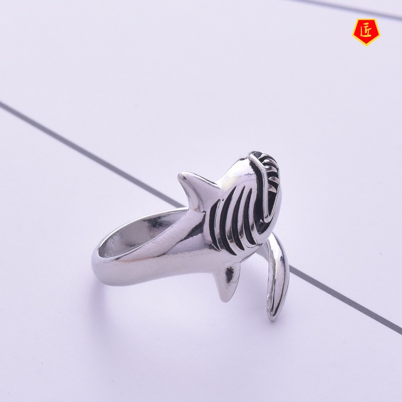 [Ready Stock]Fashion Creative Personality 925 Silver Shark Ring