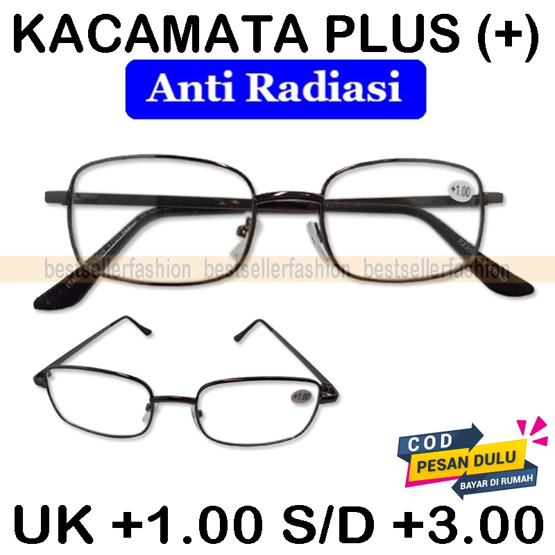 Kacamata Baca Lensa Plus (+) dari +1.00 s/d +3.00 Pria Wanita Kacamata Plus Fashion Reading Glasses Kaca mata Rabun Dekat Frame BesiBISA COD