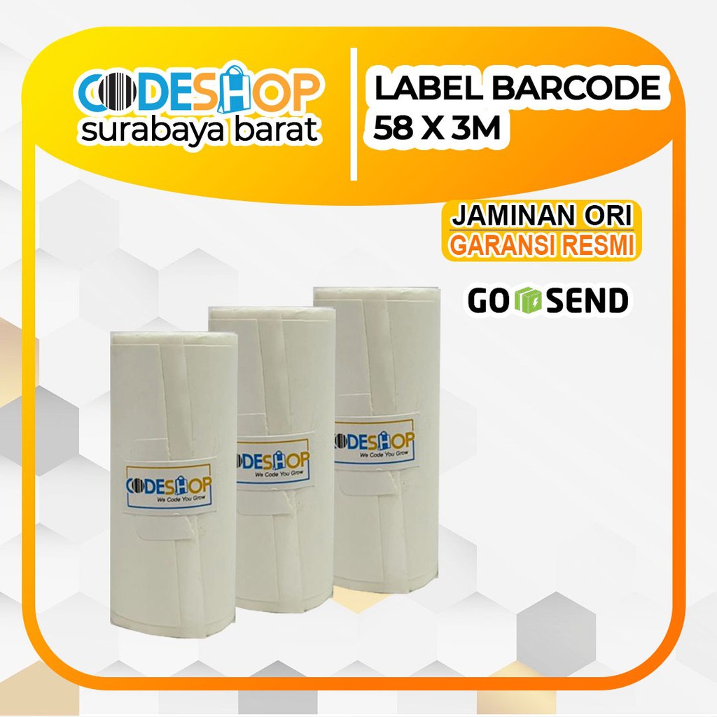 LABEL THERMAL UK. 58 X 3 METER | 58X3M | 58 X 3M CONTINUES UNTUK PERIPAGE A6