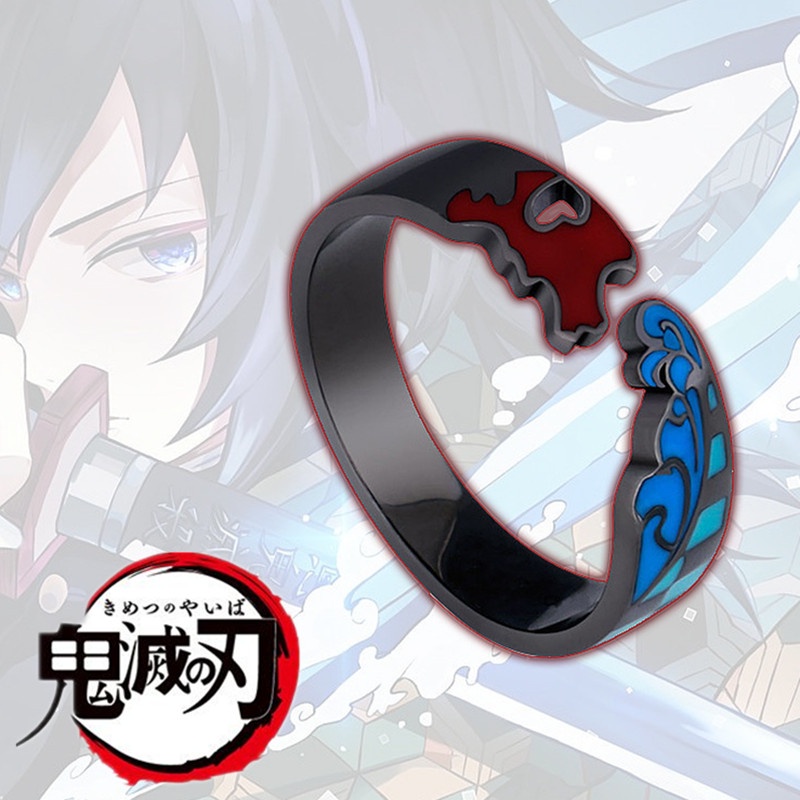 Cincin Model Terbuka Dapat Disesuaikan Desain Demon Slayer Kimetsu No Yaiba Untuk Unisex