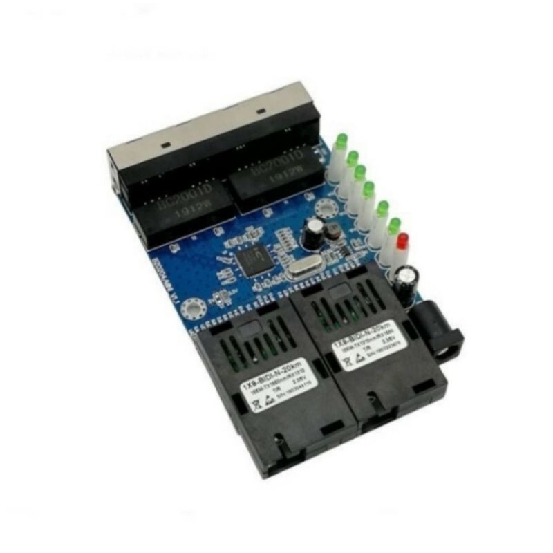PCB Board 4 RJ45 2 SC Fiber Optic Converter 10/100Mbps Ethernet Switch