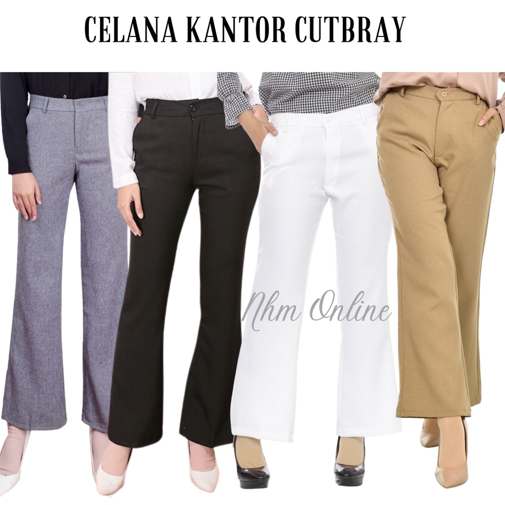 Celana Kerja Wanita Cutbray Celana Kantor Formal Celana Panjang Bahan Nhm