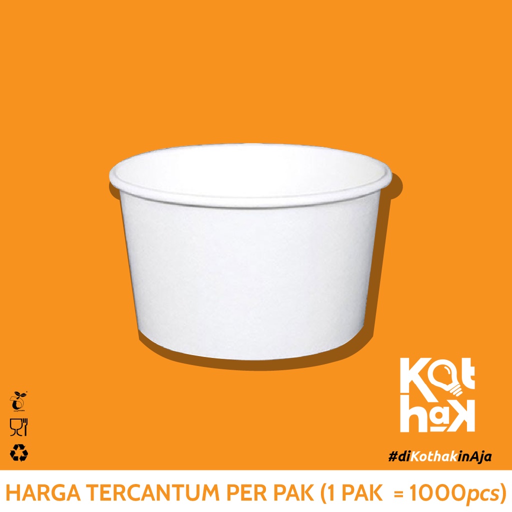 Jual Paper Bowl Ml Mangkok Makan Kertas Food Grade Free Cetak Warna Shopee Indonesia