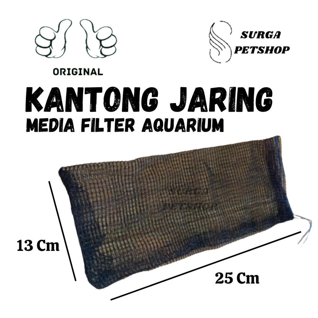 Kantong Jaring Jala Media Filter Batu Bioring Bioball Zeolit Ukuran 25cm x 13cm Akuarium Kolam Ikan Kantongan Talang Box Canister Sump Pilter Aquarium 25x13 cm Centimeter