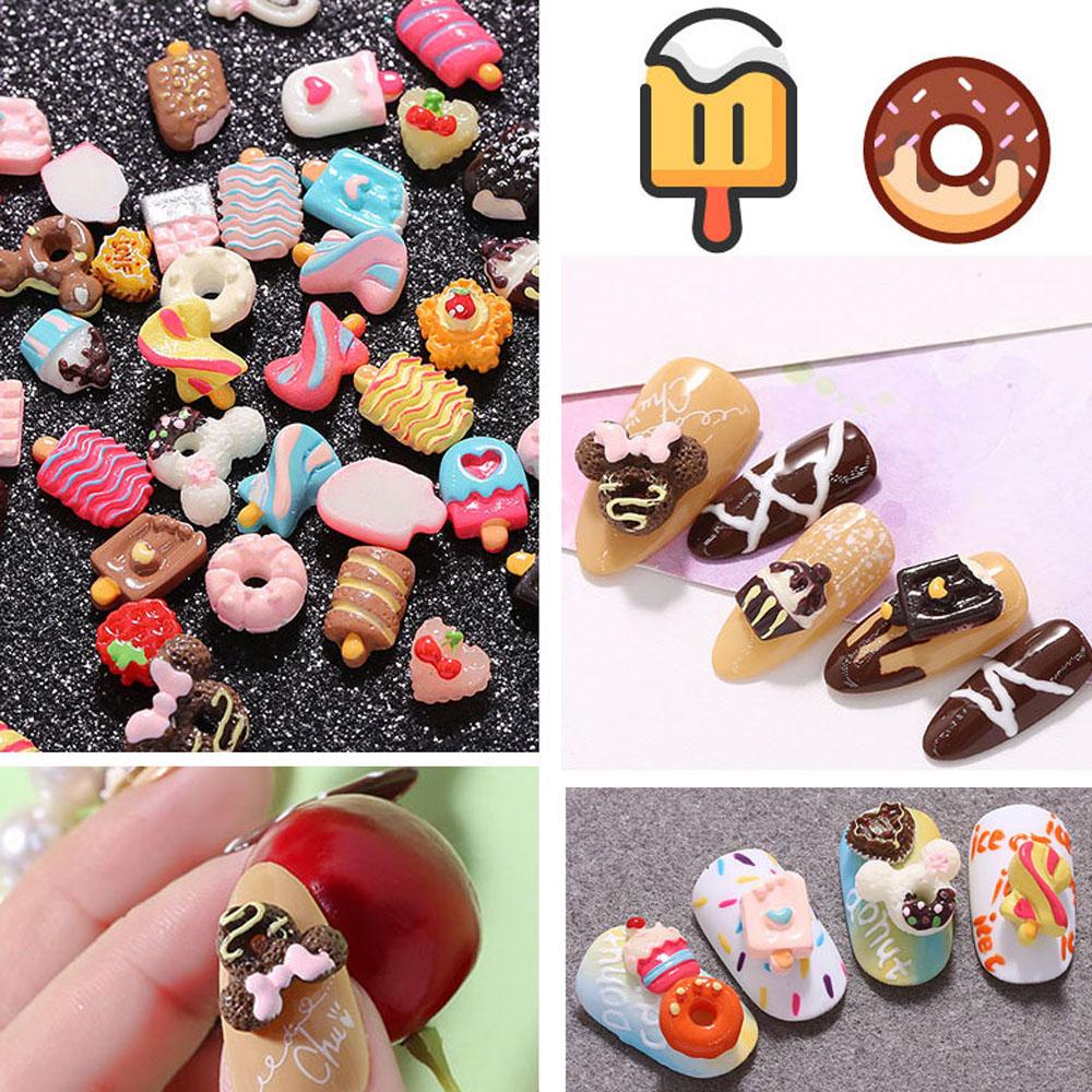 Agustin 3D Dekorasi Nail Art Lucu Es Krim Simulasi Donat Hiasan Kuku DIY