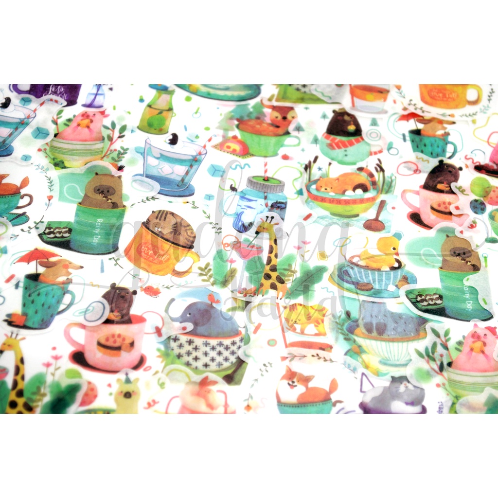 Stiker Washi Cup Animal Sticker Hewan Mangkuk DIY Scrapbook GH 303108