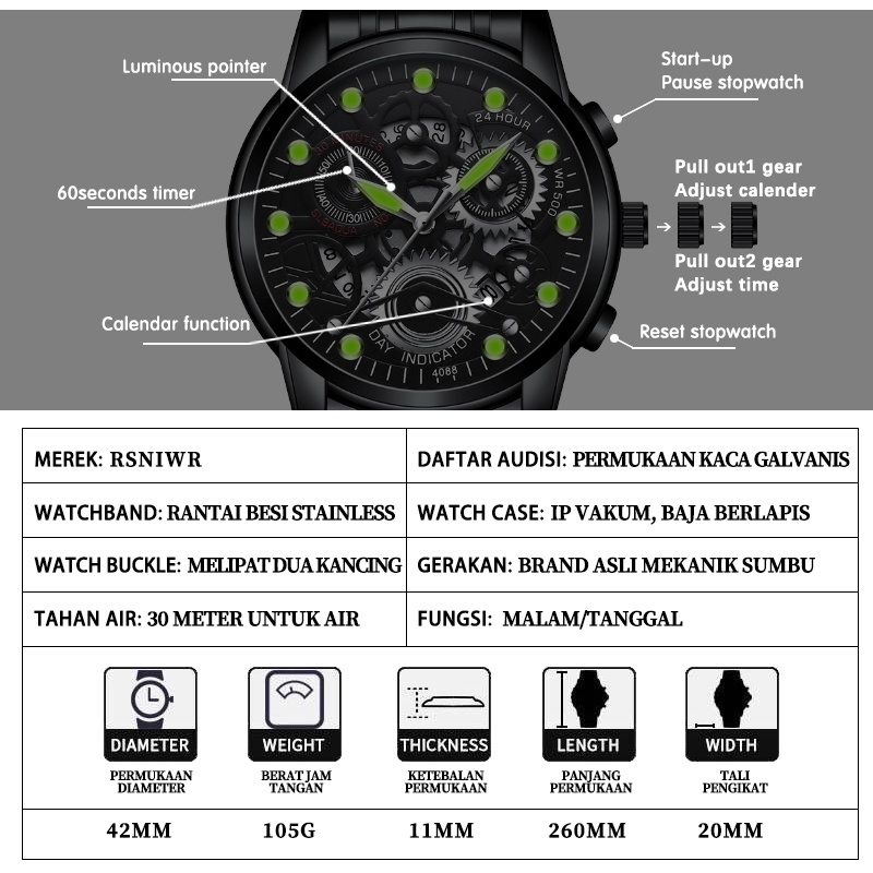 Jam Tangan Pria Anti Air Original Melubangi Luxury Metal WatchJam Tangan Pria Anti Air Original Stainless Steel Kuarsa Original Tahan Air （Free BOX+Kartu Garansi）