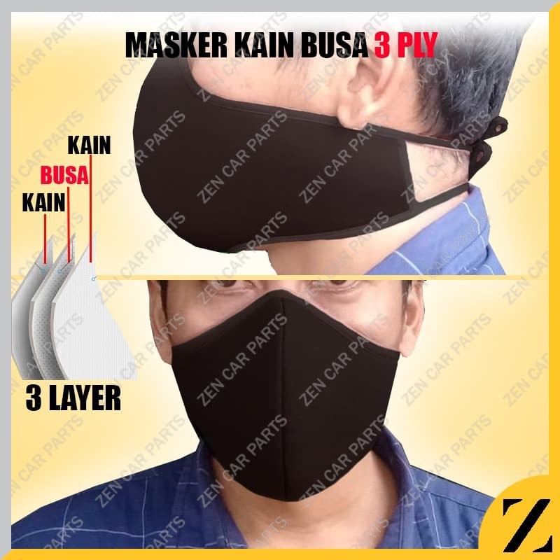 MASKER SCUBA 3PLY TALI -Masker Kain Busa Mulut 3 ply - MASKER TALI