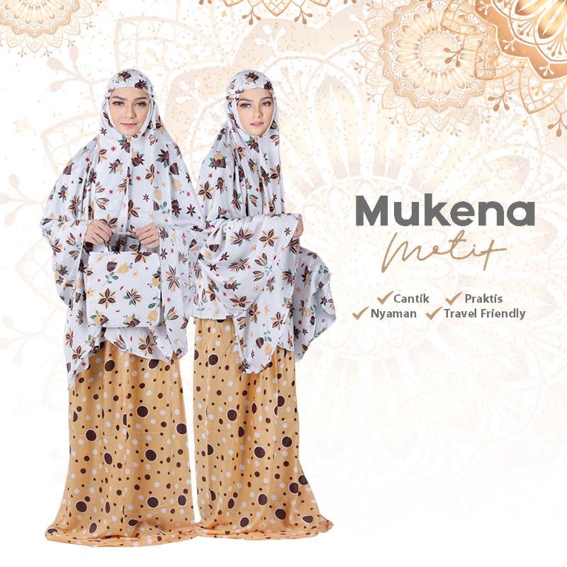 Mukena Sholat Wanita Dewasa Rayon Bali Premium Cantik Adem Putih