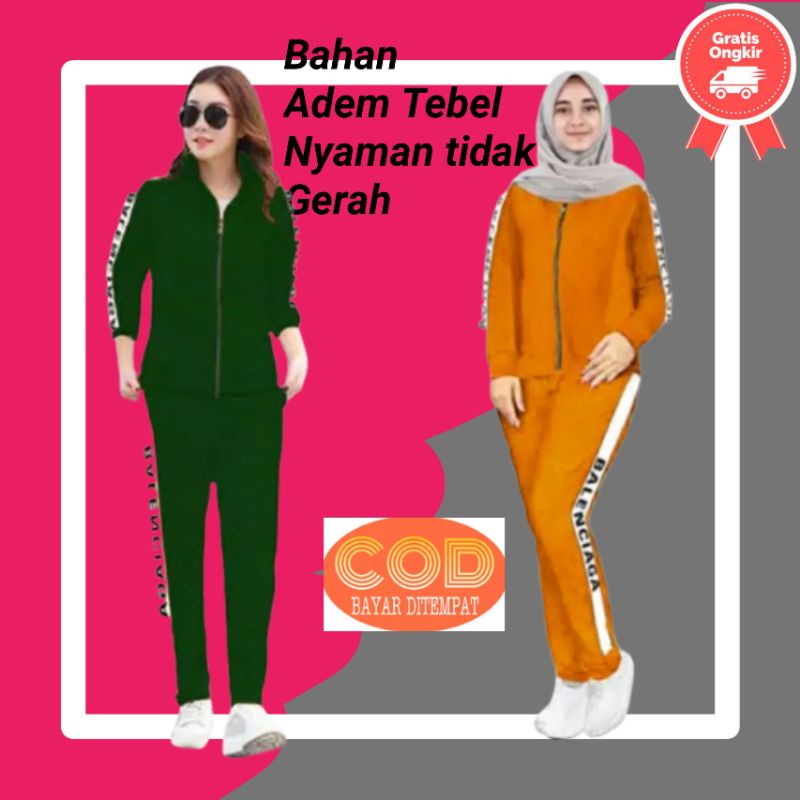 Pakaian Kaos Seragam Setelan Olahraga Senam Cewek Training Wanita Balenciaga Terbaru Jumbo