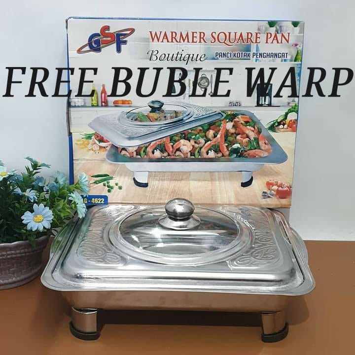 WADAH SAJI PRASMANAN TEMPAT PRASMANAN FAST FOOD DISH WARMER SQUARE PAN TUTUP KACA GSF 4622
