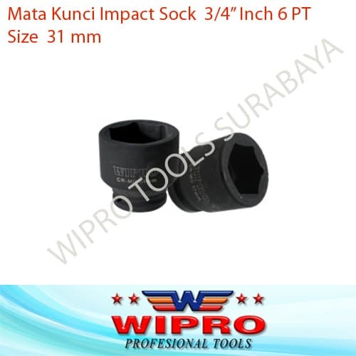 Mata Kunci Impact Sock Sok 3/4 inch 6PT Size 31mm Wipro