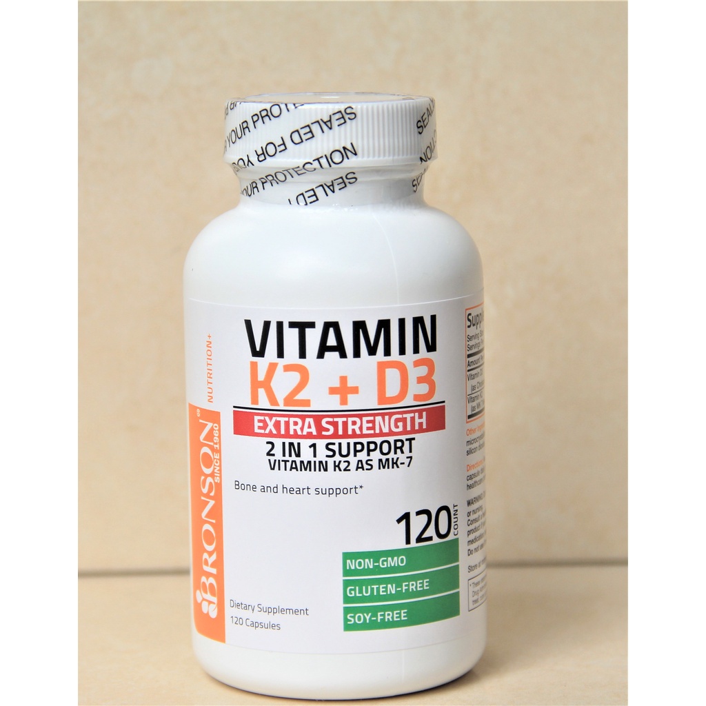 BRONSON Extra Strength Vitamin K2 MK-7 Plus Vitamin D3