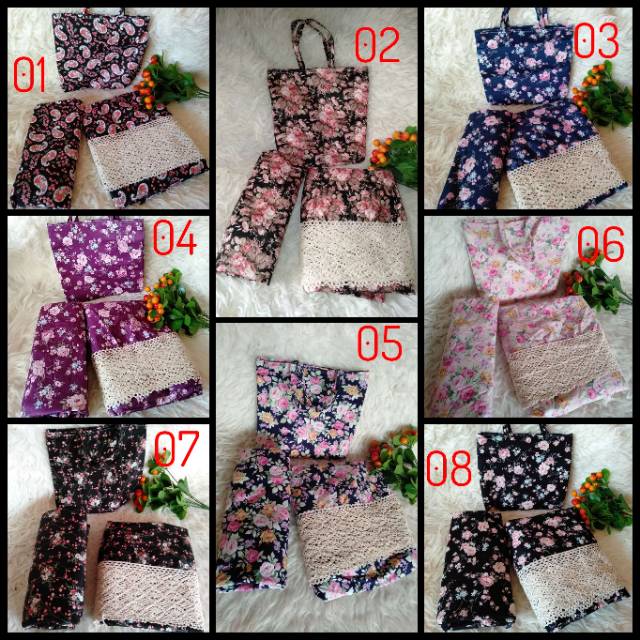 Mukena Katun jepang Ori mix Renda Rajut