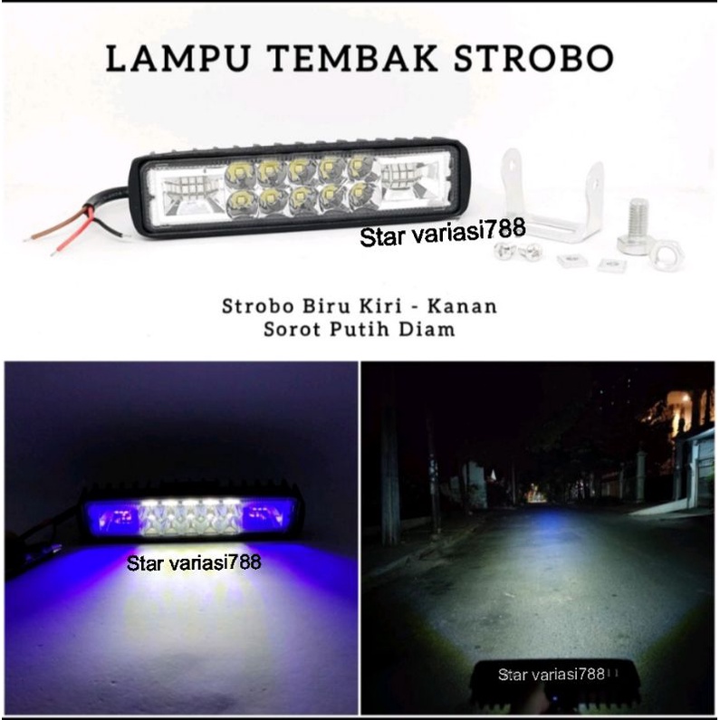 Lampu tembak sorot 10 mata LED cwl sorot putih kiri kanan kedip biru