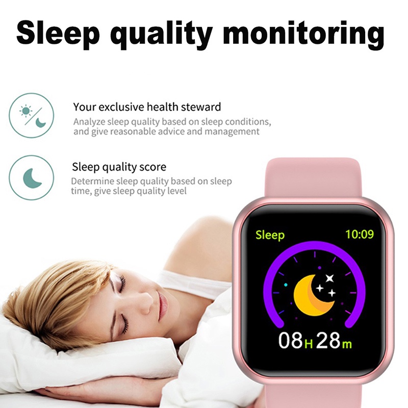SKMEI Y68 Smartwatch band Jam Pria Wanita Sport Fitness Tracker Heart Rate Blood Oxygen Jam pintar digital Bluetooth Android synchronize sinkronisasi mi band  Y68 Smart Watch Fitness Bracelet Heart Rate Monitoring Reminder Step Counting Information Push