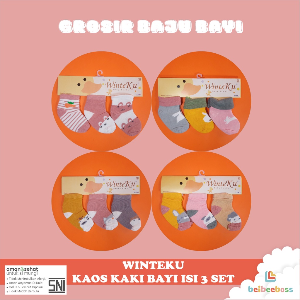 KAOS KAKI WINTEKU BABY KINGDOM BAYI   / KAOS KAKI BAYI MOTIF / GROSIR/  BOY/GIRL
