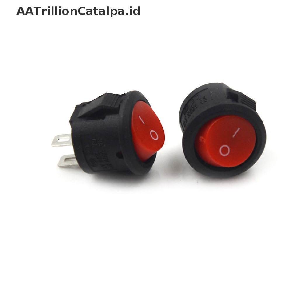 10 Pcs Saklar Rocker ON-OFF 2 Pin Bentuk Bulat Diameter 16mm 3A / 250V Untuk Perahu