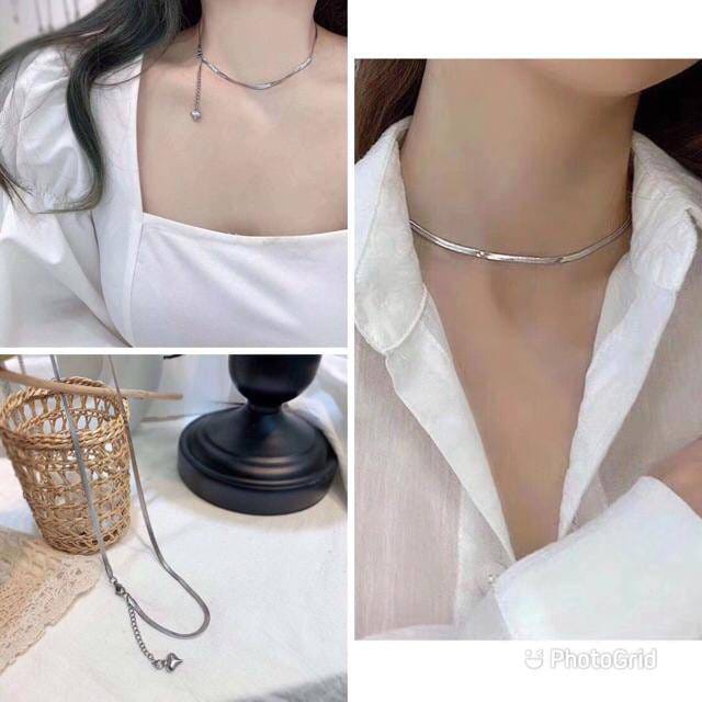[COD] kalung titanium anti karat model choker rantai belut fashion korea