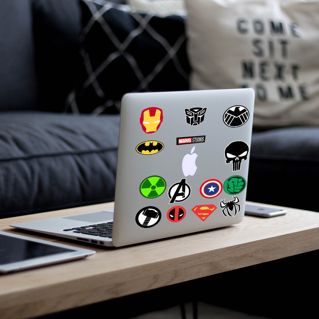 14pcs STIKER - MARVEL LOGO - STIKER AESTHETIC LAPTOP, AKSESORIS HP, ANTI AIR, MOTIF,HELM.