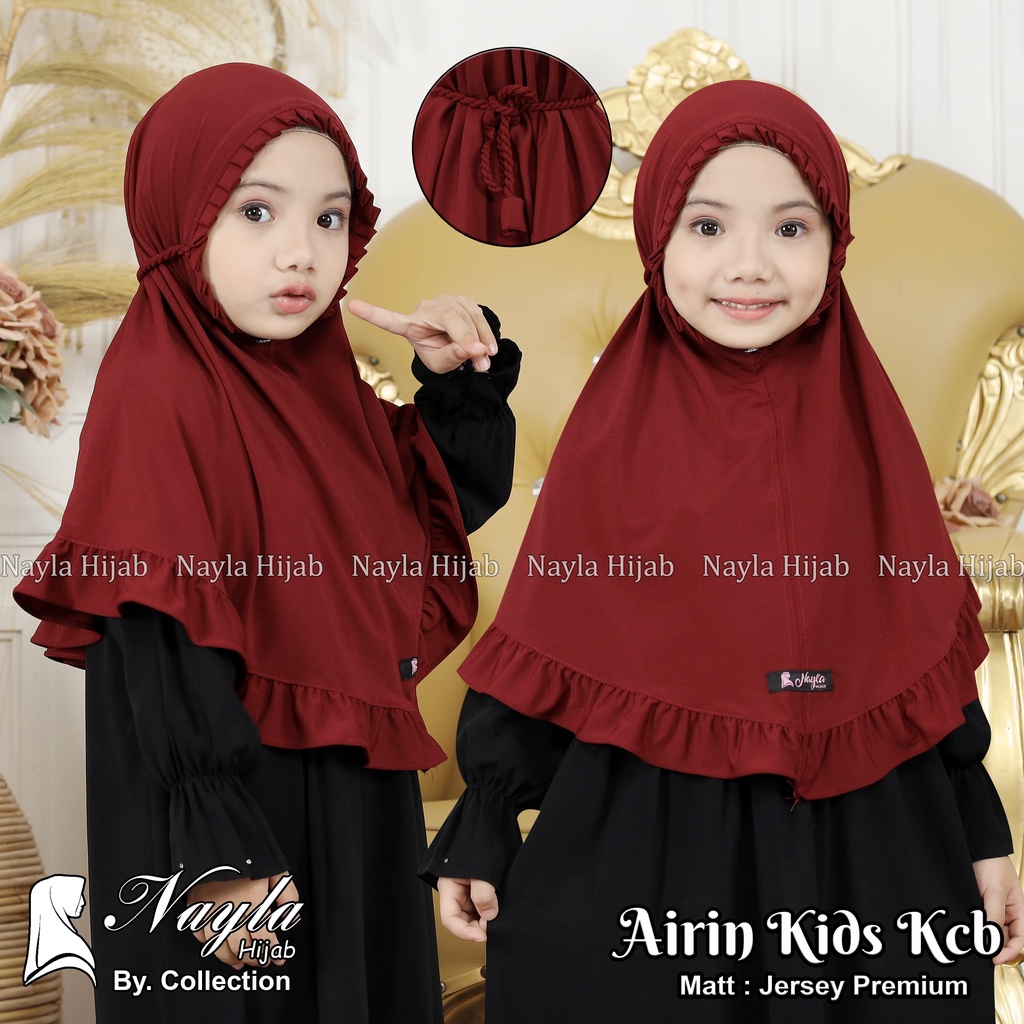 Kerudung Anak Tali Kepang AIRIN KIDS KCB Hijab Instan Anak Jersey Airis Terbaru Nayla Hija'b