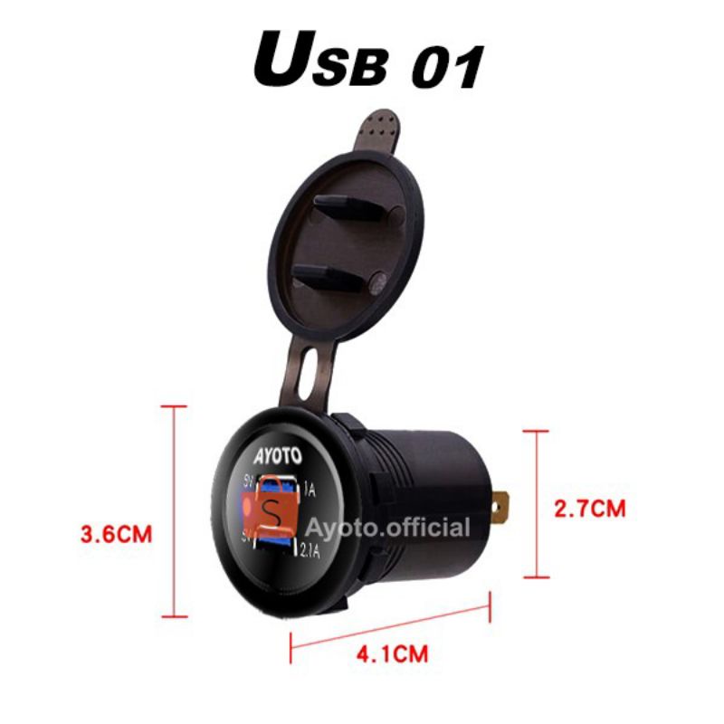 0Charger Motor Mobil AYOTO Dual USB Voltmeter LED Digital Waterproof motor/mobil