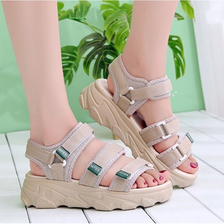 TBIG [COD] Sandal Gladiator 3 Tali Strap WFES Wanita Import Korea Style Santai Gunung Wanita