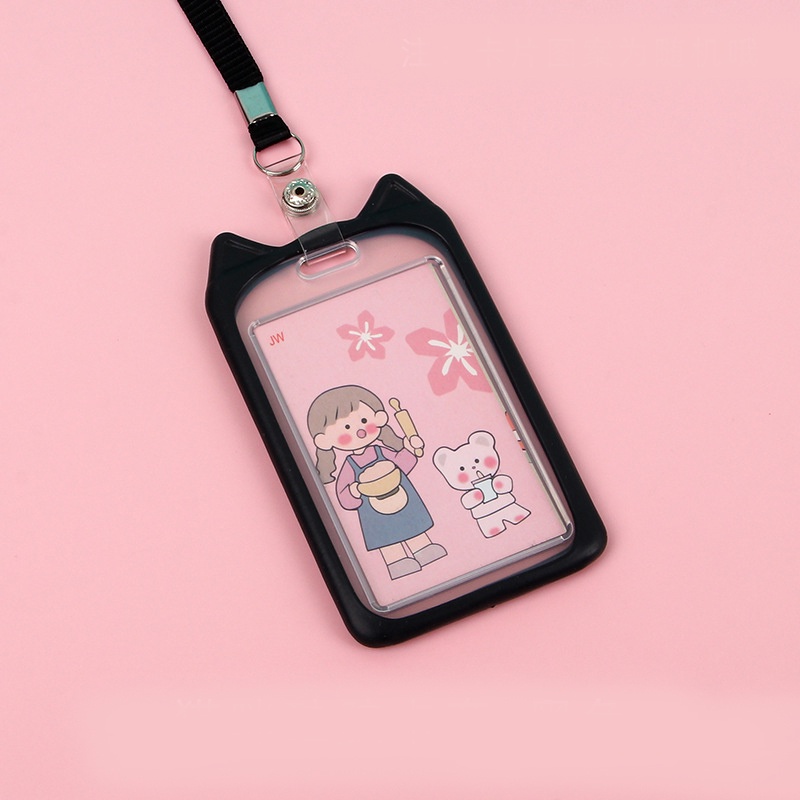 Tali Name Tag Kitten Warna Pastel Lanyard Card Holder Id Card