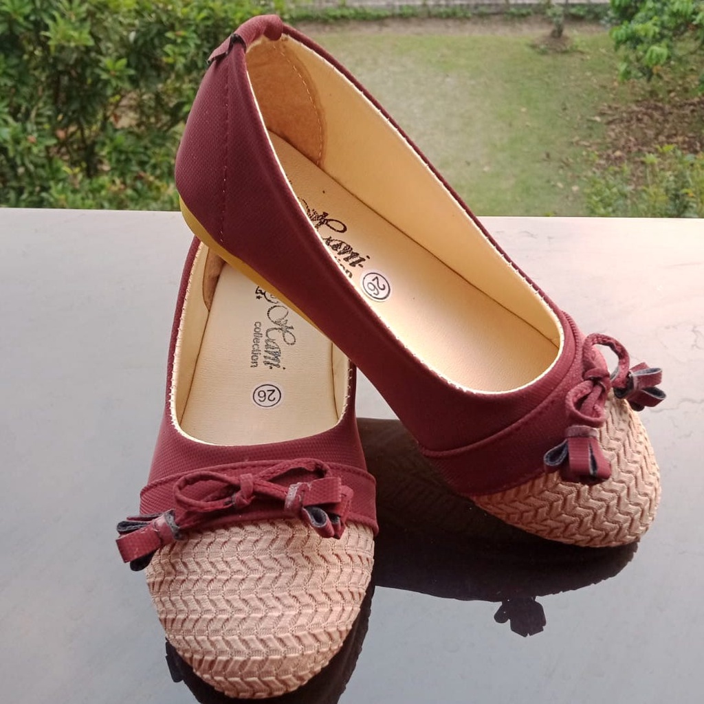 SBA03 26-30 Sepatu Balet, Flatshoes Anak Perempuan Umur 4 5 6 tahun - Motif Pita Rajut