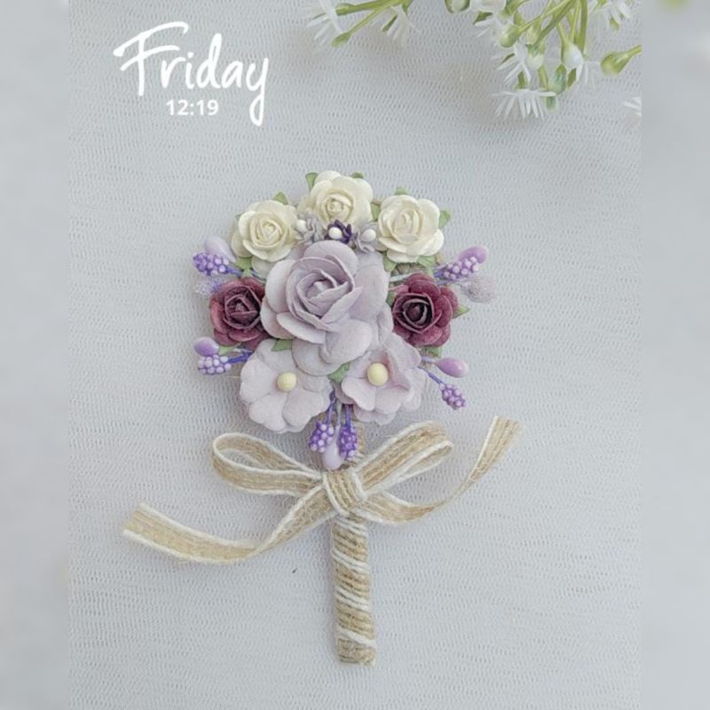 boutonniere lilac ungu violet purple korsase corsage wedding pengantin pria nikah bunga jas