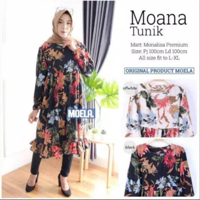 MOANA TUNIK/Baju Atasan Motif Bunga Rempel Premium