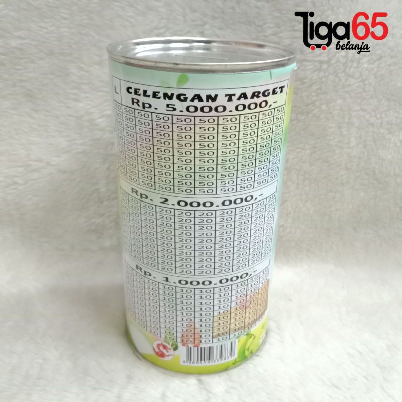 365 Celengan Target Coin Bank karakter Celengan Koin Kaleng / Celengan Tabung / COIN BANK TABUNG STICKER TARGET L