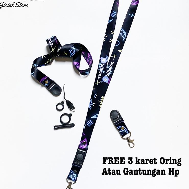 

Dijamin Miring harga.. Lanyard Billwaz gantungan id card Motif neon Printing Oring 3 ukuran