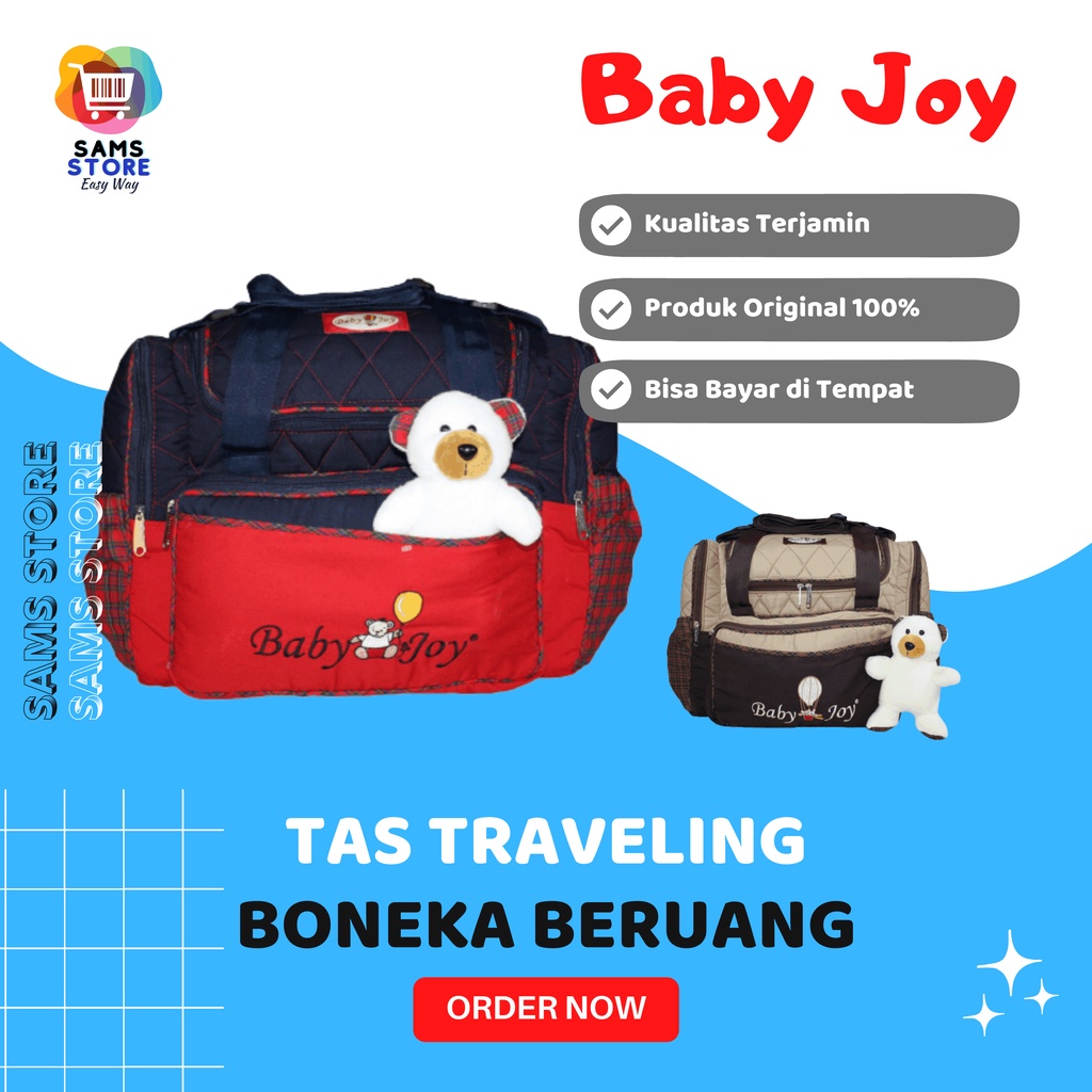 Tas Selempang Jinjing Perlengkapan Travelling Anak Bayi Baby Joy Besar + Boneka Beruang Untuk Wadah 
